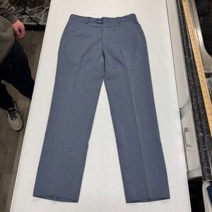 Jos. A. Bank Signature Tailored Fit Dress Pants Mens 32R Blue Grey Flat Front